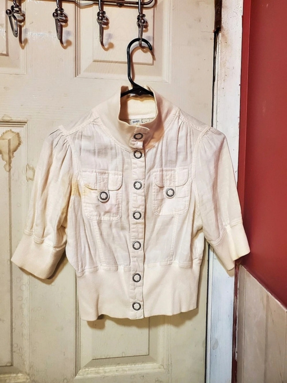 Esprit Cream Button-Front Utility Jacket